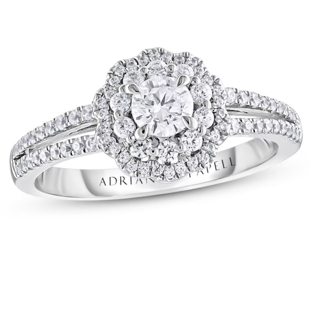 5/8 cttw Adrianna Papell Diamond Engagement Wedding set 14K White Gold size 7 - Picture 7 of 9